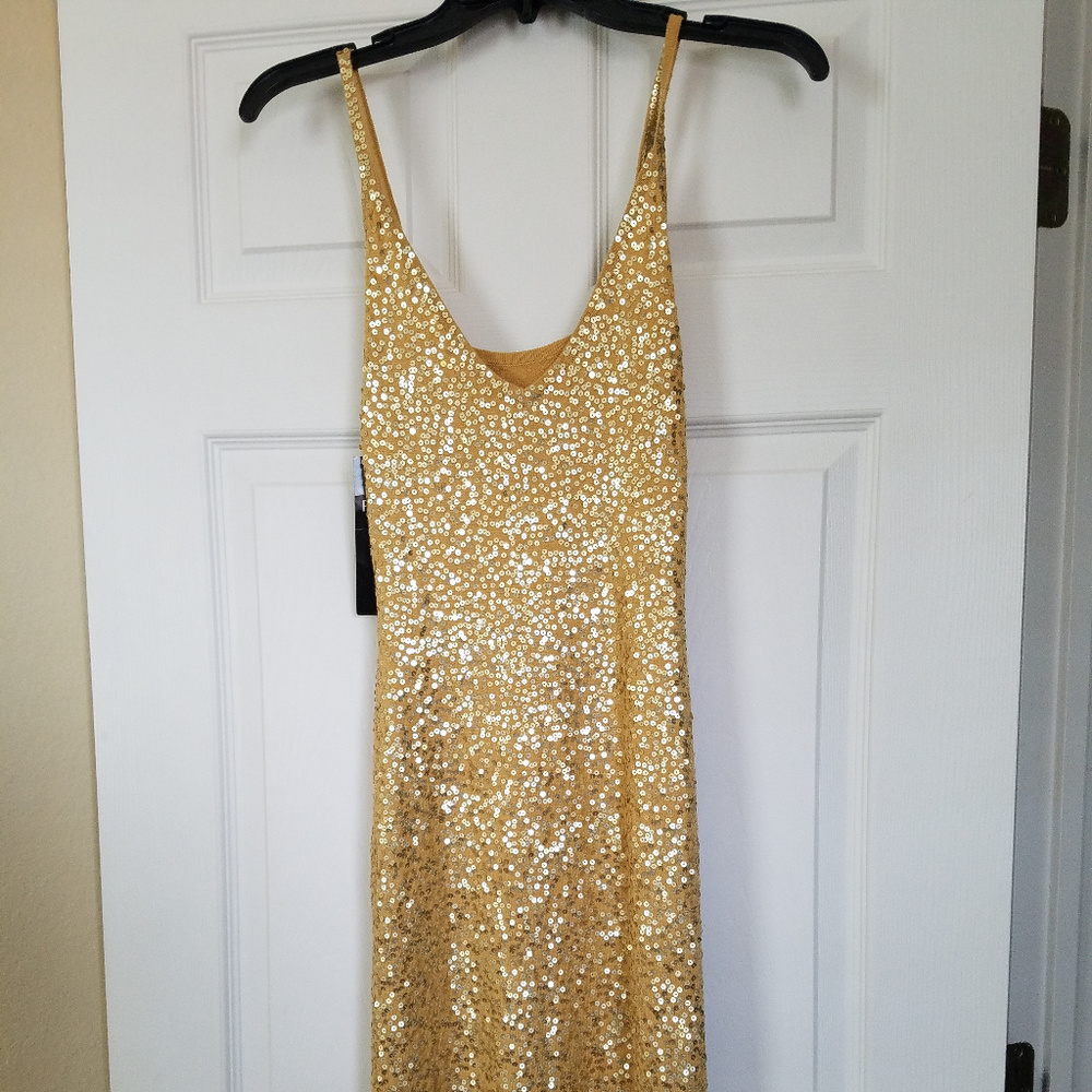 Vintage Spiegel Gold Sequined Stretch Sheath XS